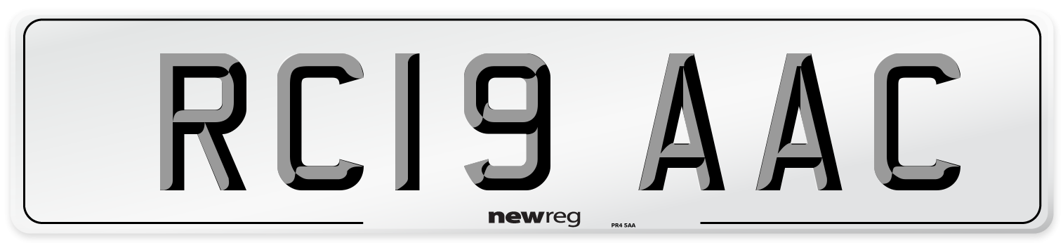 RC19 AAC Number Plate from New Reg